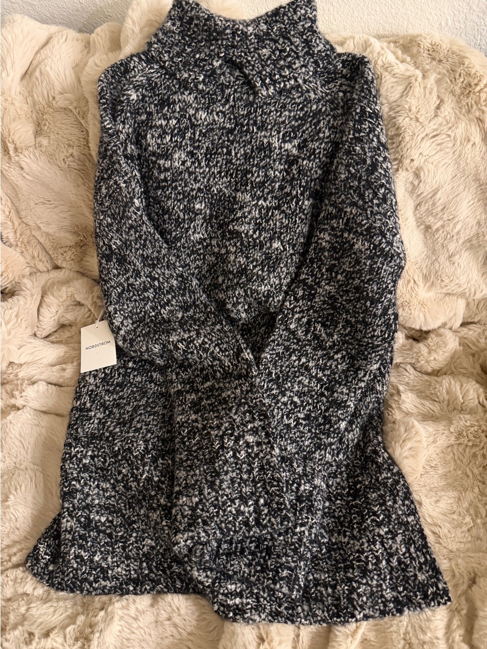 Nordstrom Black and White Marled Turtleneck Sweater